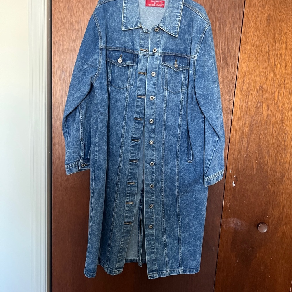 Long Denim Jean Jacket - Blue